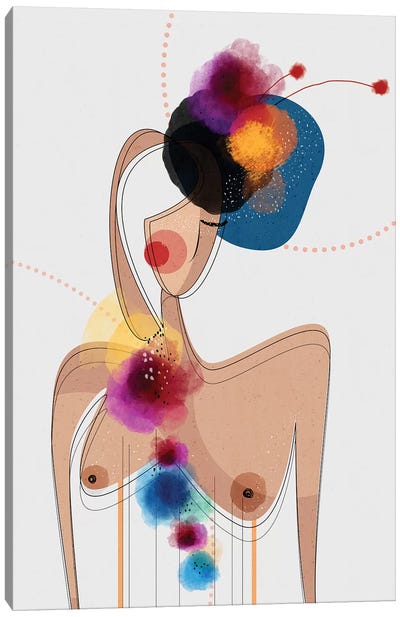 Nude in a Fascinator Hat Canvas Art Print - Bathroom Nudes Art