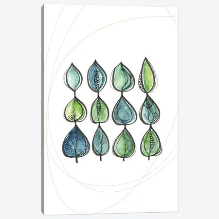 Water Color Leaves Green Canvas Print #SCI80} by Soul Curry Art & Illustrations Canvas Artwork