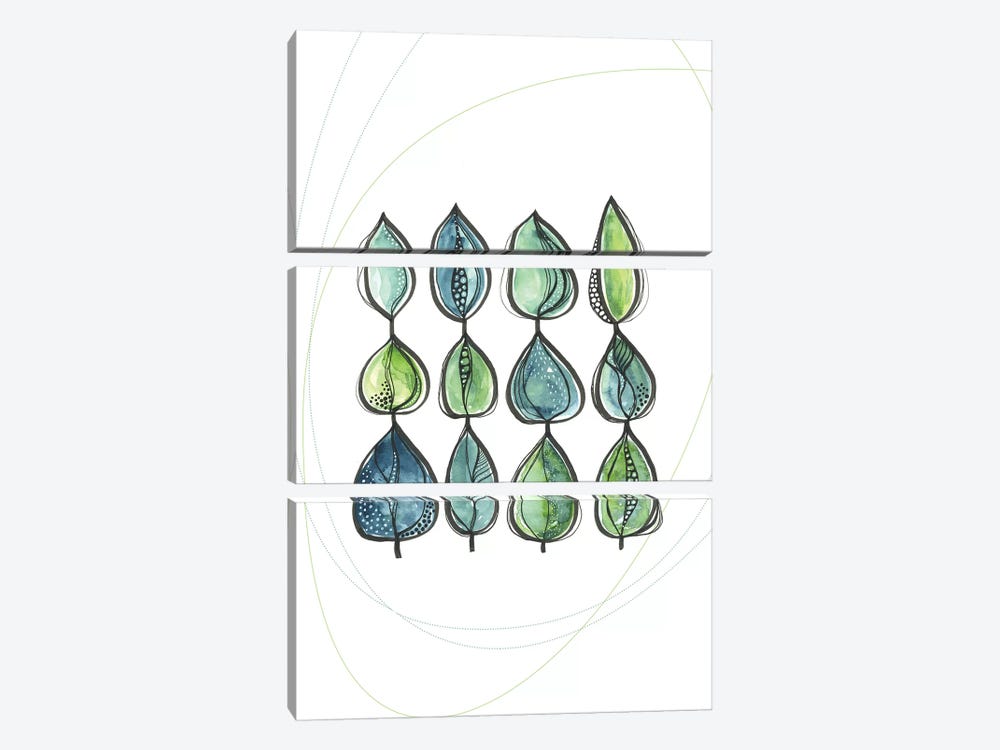 Water Color Leaves Green by Soul Curry Art & Illustrations 3-piece Canvas Artwork