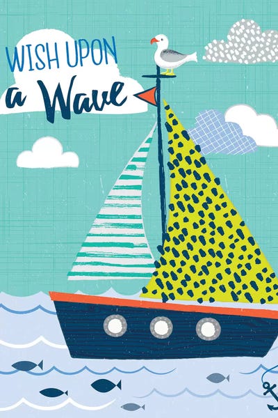 Kids Nautical Art: Let's Sail Away I by Sarah Callis