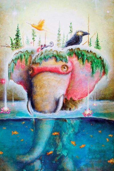 Elephants: Lotus Pond by Scott Mills