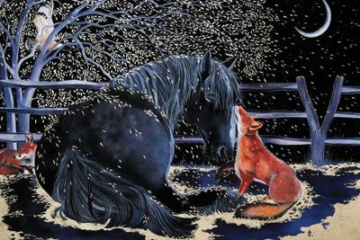 Santa Fe - Canvas Prints: The Black Horse And The Foxes by Sam Cannon Art