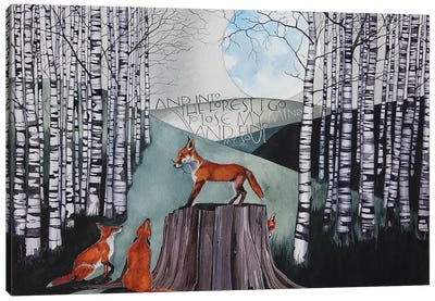 Into The Forest I Go Canvas Art Print - Fox Art