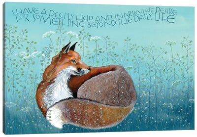Fox Amongst The Honesty Canvas Art Print - Sam Cannon Art