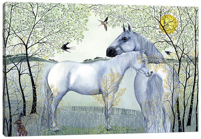 Grey Horses Canvas Art Print - Sam Cannon Art