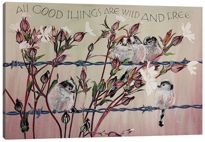 All Good Things Are Wild And Free Canvas Art Print - Birds On A Wire