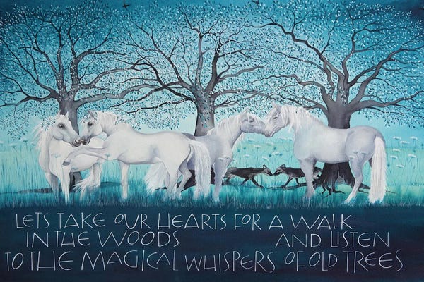 Typography: Lets Take Our Hearts For A Walk In The Woods by Sam Cannon Art