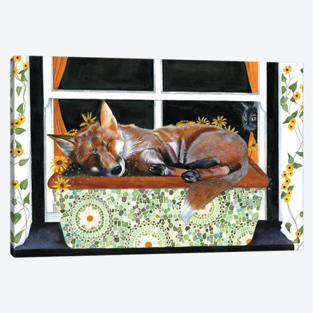 Sleeping Fox Canvas Print #SCN57} by Sam Cannon Art Art Print