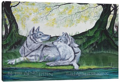 Wolves - Be Still And Listen Canvas Art Print - Sam Cannon Art