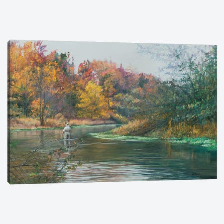 Early October Fly Fishing Canvas Print #SCY16} by Shirley Cleary Canvas Wall Art