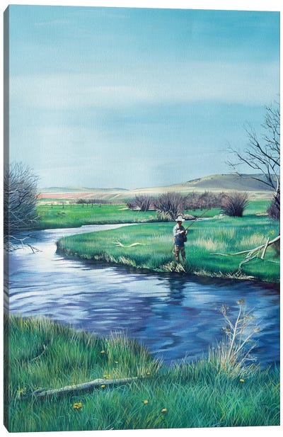 Early Season Willow Creek Canvas Art Print - Shirley Cleary