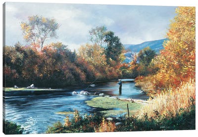Fall Montana Spring Creek Canvas Art Print - Shirley Cleary