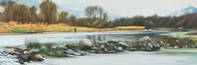 Fishing Above The Dam by Shirley Cleary multi panel art