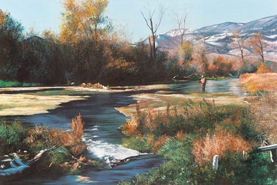 Fishing After The First Snow Fly Fishing by Shirley Cleary canvas print