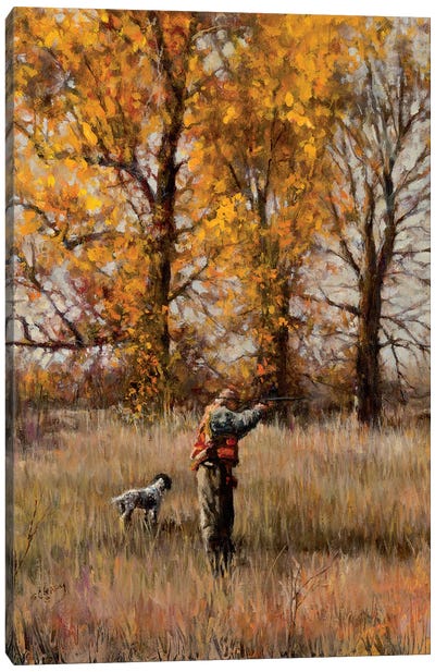 Hunting With Spaniels Canvas Art Print - Hunting Art