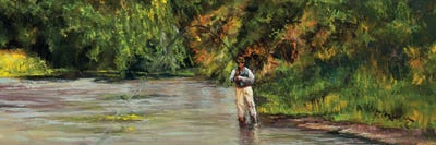 Landing A Fish On A Small Creek by Shirley Cleary multi panel art