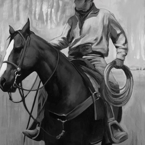 Horseback: The Search II In Black & White by Stacy D'Aguiar