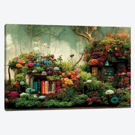Cloudy Day In The Garden Of Books Canvas Print #SDB12} by Beth Sheridan Canvas Print