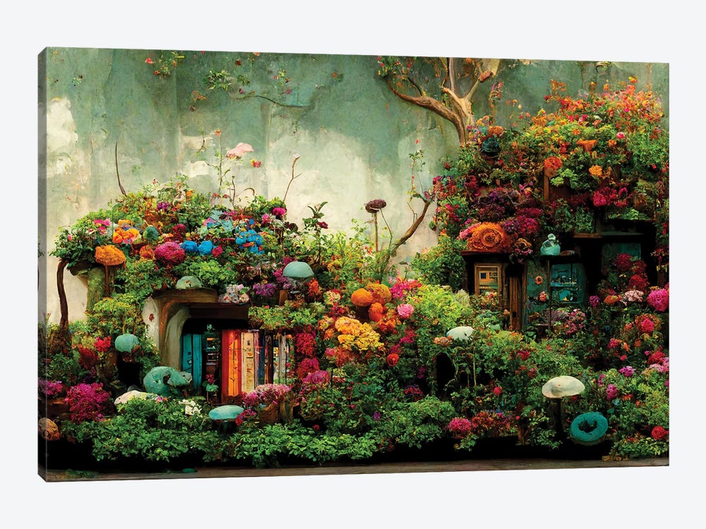 Cloudy Day In The Garden Of Books by Beth Sheridan 1-piece Canvas Wall Art