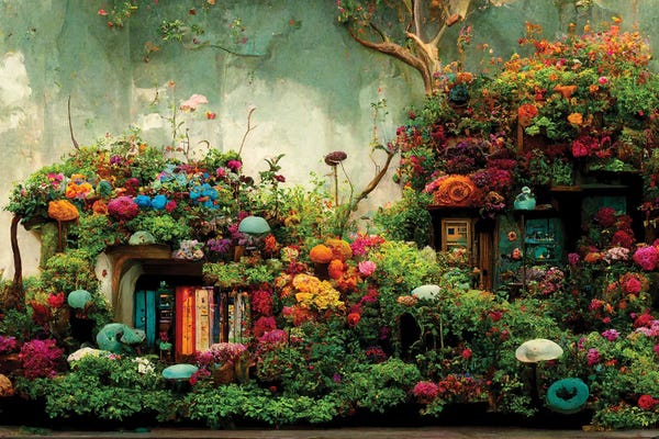 Beth Sheridan: Cloudy Day In The Garden Of Books by Beth Sheridan
