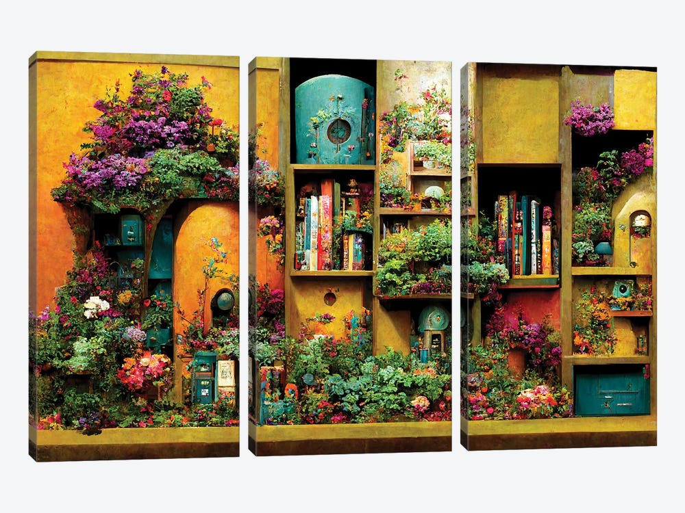 Curio Book Garden by Beth Sheridan 3-piece Canvas Art