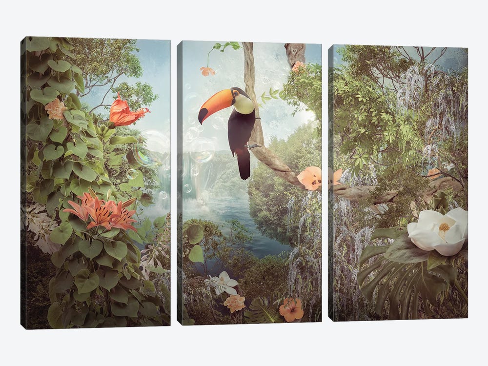 Jungle Fantasy I by Beth Sheridan 3-piece Canvas Print