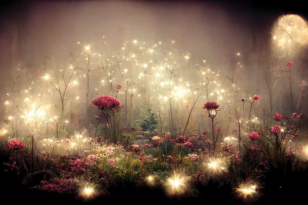 Large Floral & Botanical Art - Canvas Prints: Magical Moonrise In The Garden by Beth Sheridan