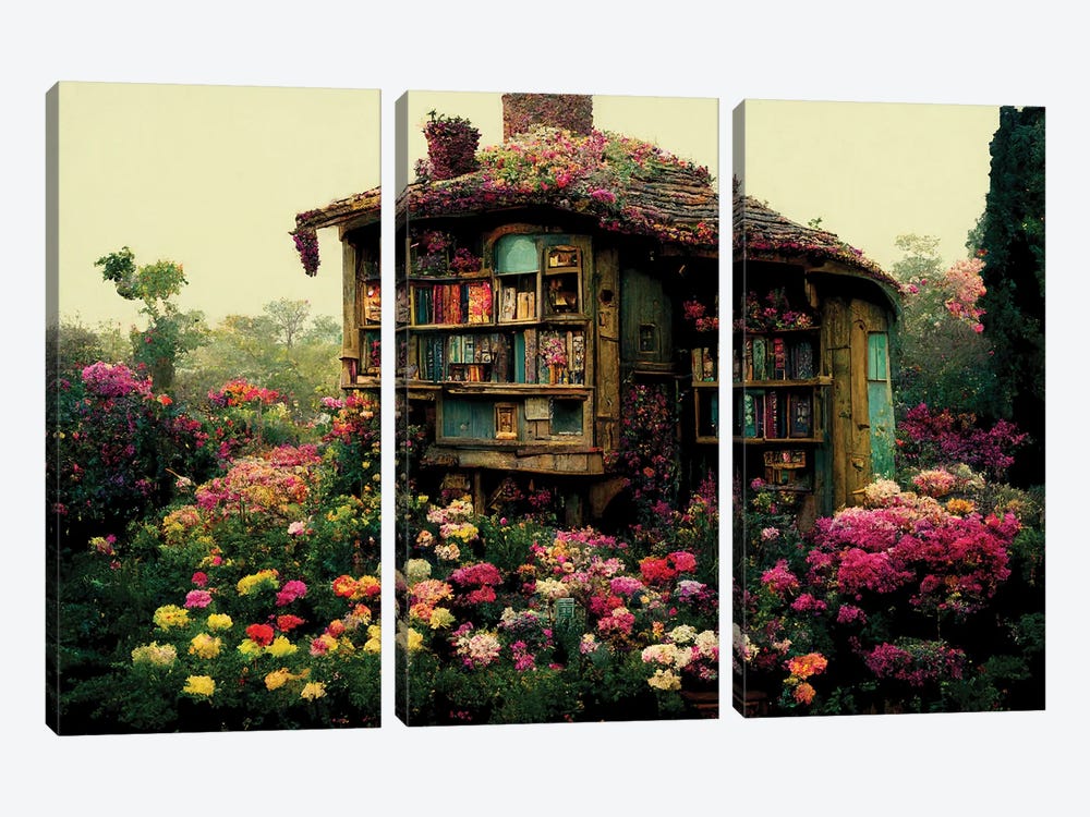 Mercy's Hidden Reading Cottage by Beth Sheridan 3-piece Canvas Wall Art