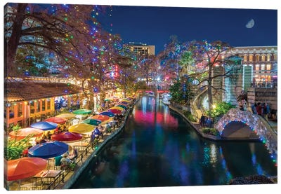 San Antonio Holiday Canvas Art Print - Urban River, Lake & Waterfront Art