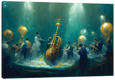 Symphonic Sounds of the Ocean Canvas Art Print - Cello Art