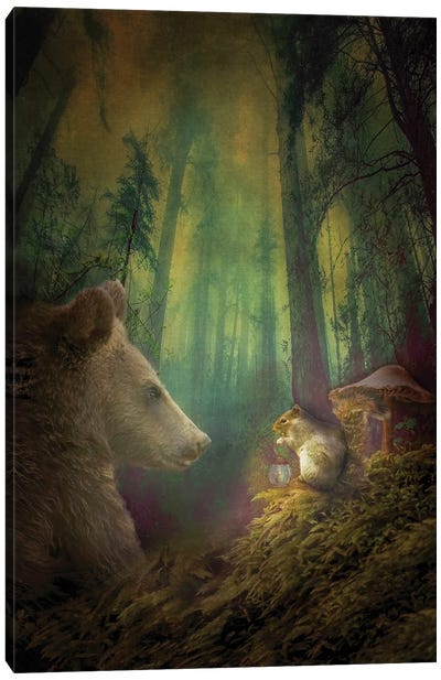 The Secret Meeting Canvas Art Print - Brown Bear Art