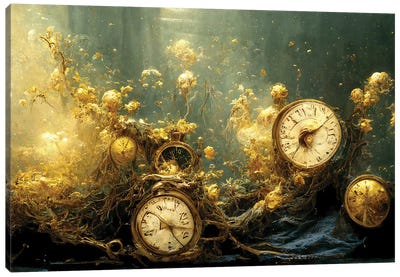 Time Flows There Canvas Art Print - Clock Art