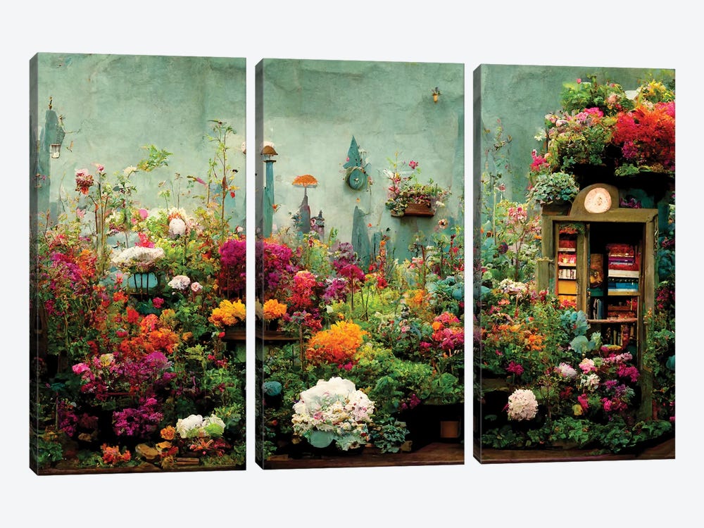 Time Passes In The Book Garden by Beth Sheridan 3-piece Canvas Artwork