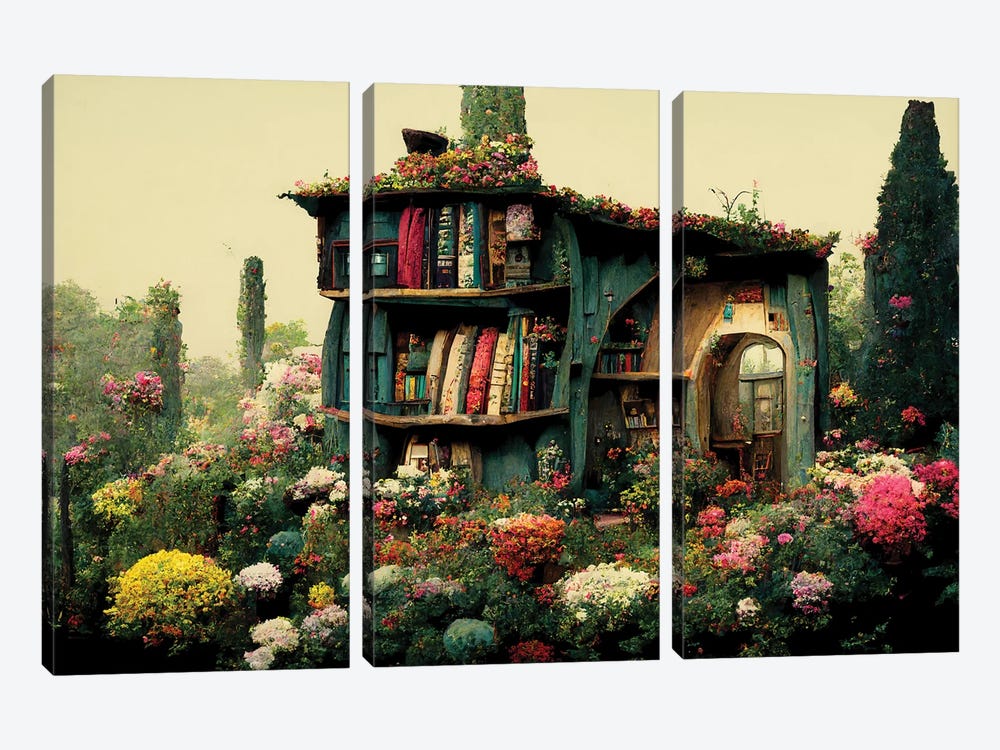 Zara's Hidden Reading Cottage by Beth Sheridan 3-piece Canvas Art Print