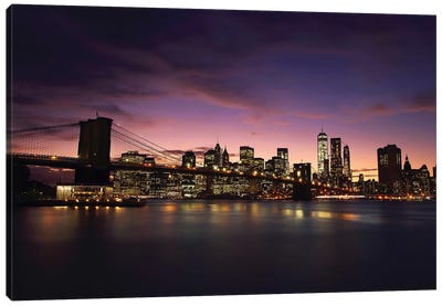 NYC Skyline At Sunset Canvas Art Print - Sebastien Del Grosso
