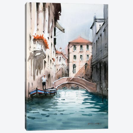 Sailing Through Venice Canals Canvas Print #SDP13} by Swarup Dandapat Art Print