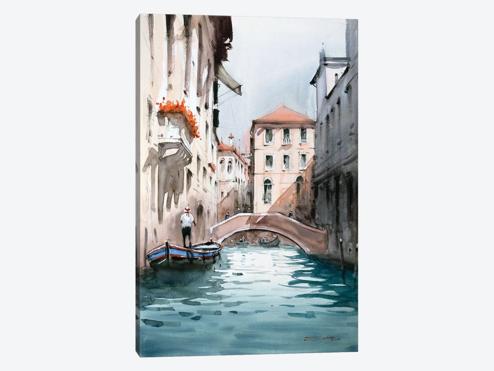 Sailing Through Venice Canals by Swarup Dandapat 1-piece Canvas Print