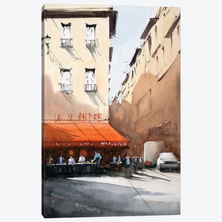 Bistro By Road, Paris Canvas Print #SDP15} by Swarup Dandapat Canvas Wall Art