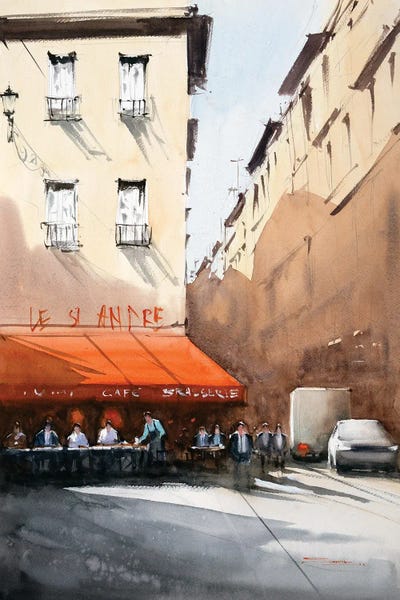 Fine Art Print: Bistro By Road, Paris by Swarup Dandapat
