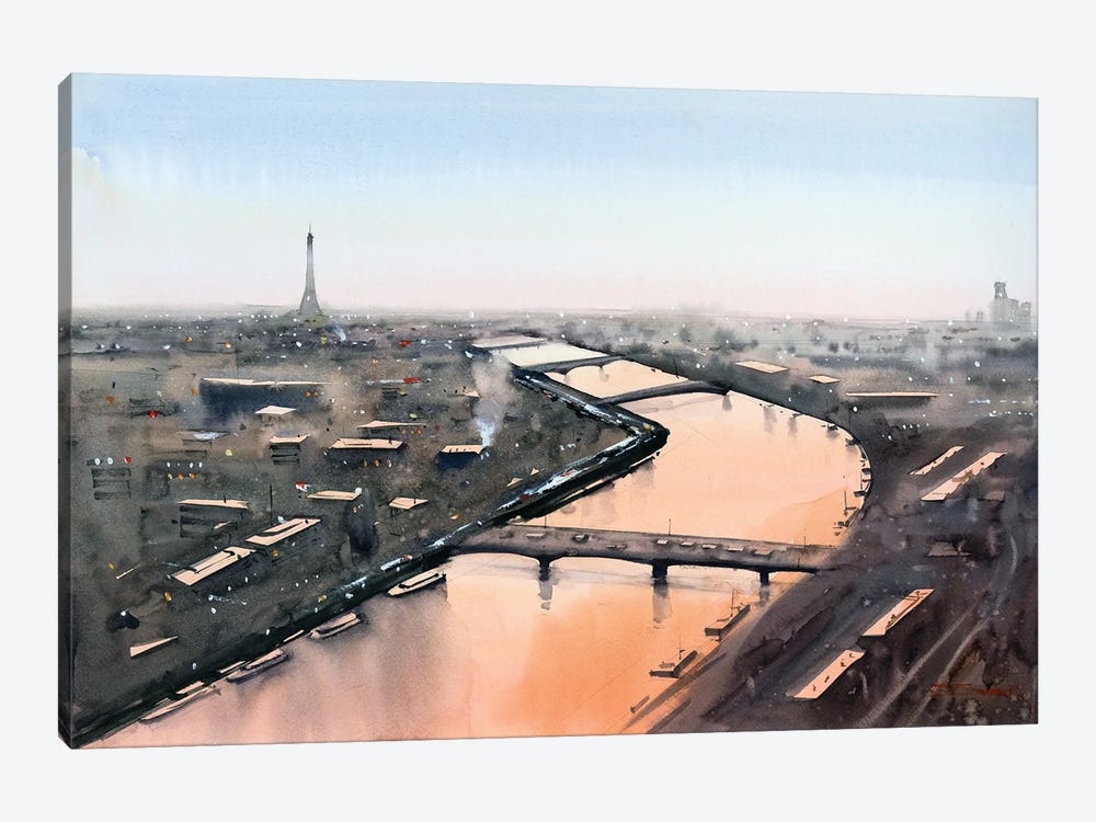 Paris In Twilight by Swarup Dandapat 1-piece Canvas Wall Art