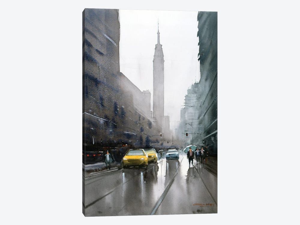 Rain And The City, New York by Swarup Dandapat 1-piece Canvas Wall Art