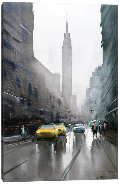 Rain And The City, New York Canvas Art Print - Swarup Dandapat