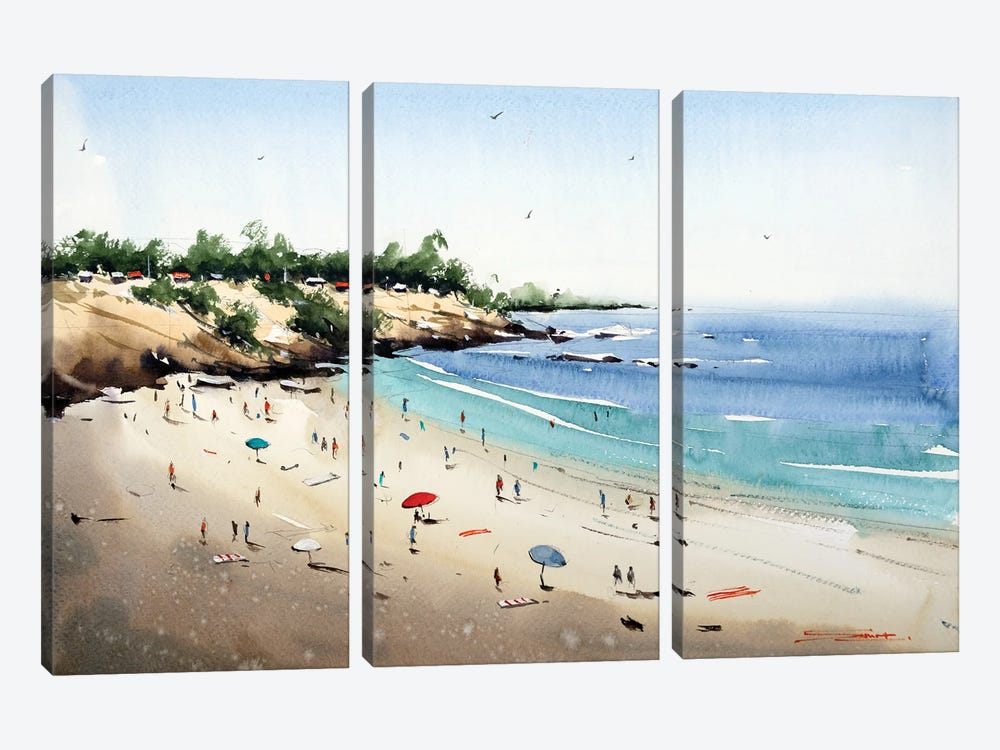No Place Like The Beach by Swarup Dandapat 3-piece Art Print