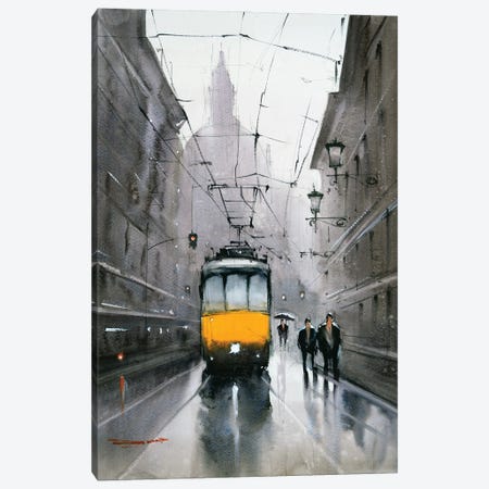 A Rainy-Day Ride On Streetcar Canvas Print #SDP20} by Swarup Dandapat Canvas Art