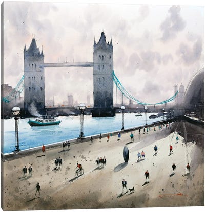 Tower Bridge On A Sunny Day Canvas Art Print - Swarup Dandapat