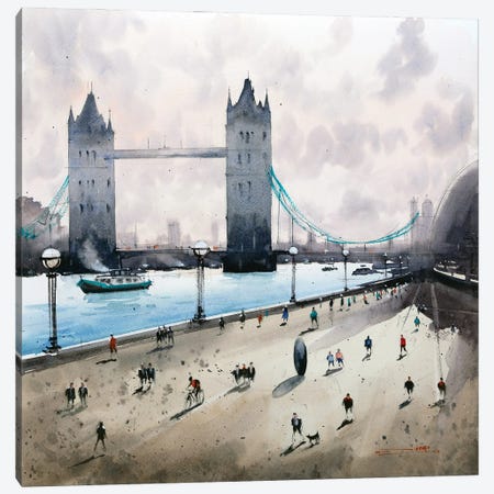 Tower Bridge On A Sunny Day Canvas Print #SDP21} by Swarup Dandapat Canvas Wall Art