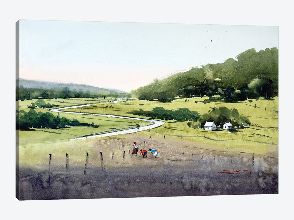 Farmlands In The Himalayan Foothills by Swarup Dandapat 1-piece Canvas Art Print