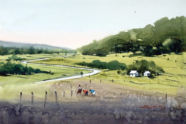 Swarup Dandapat: Farmlands In The Himalayan Foothills by Swarup Dandapat