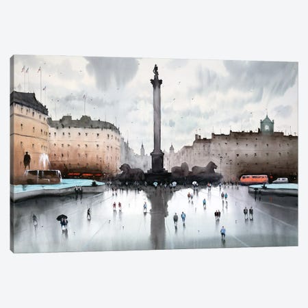 Trafalgar Square After Rain, London Canvas Print #SDP29} by Swarup Dandapat Canvas Wall Art