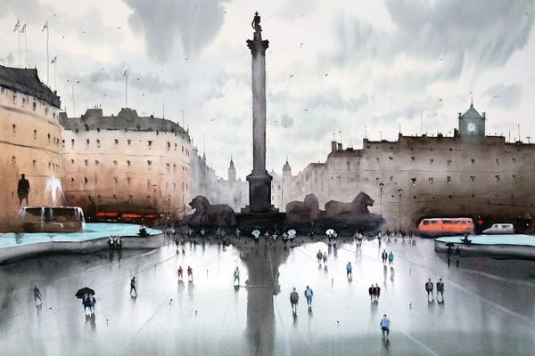 Swarup Dandapat: Trafalgar Square After Rain, London by Swarup Dandapat